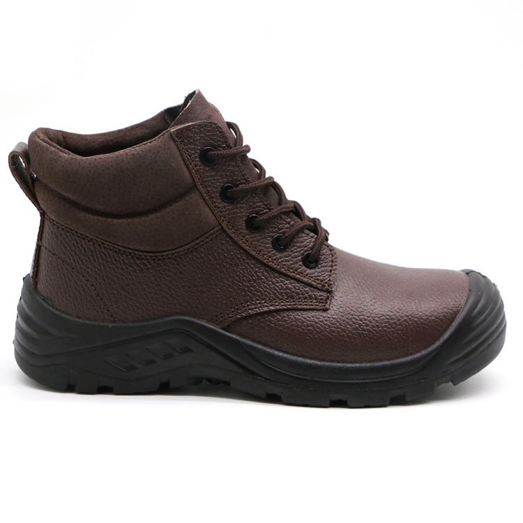 ENTE SAFETY Wholesale Brown steel toe anti-smash and anti-puncture embossed leather waterproof boots work safety shoes