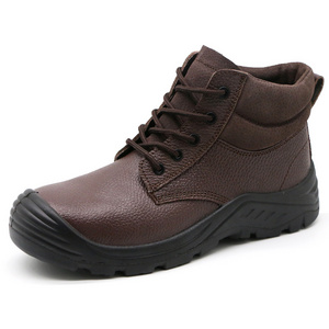 ENTE SAFETY Wholesale Brown steel toe anti-smash and anti-puncture embossed leather waterproof boots work safety shoes