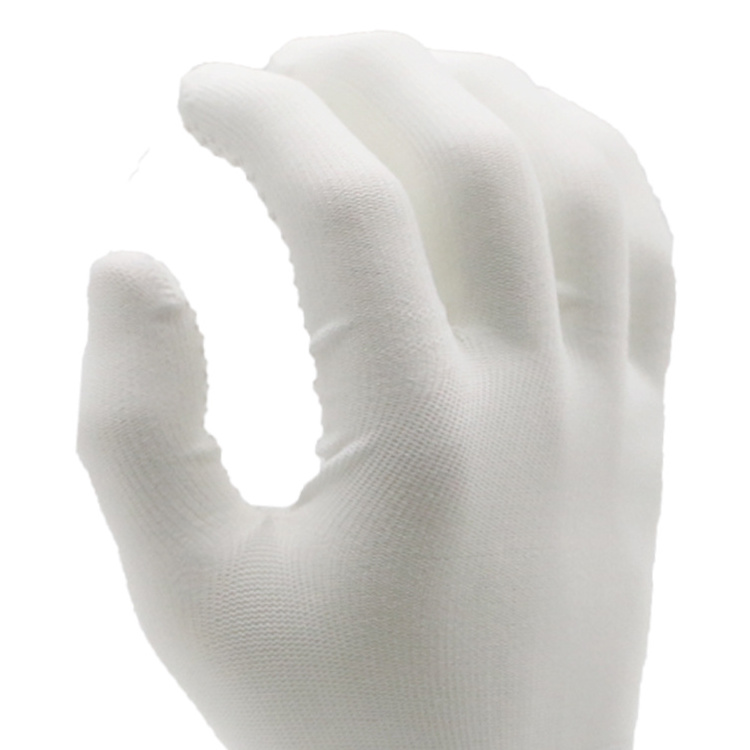 ENTE SAFETY Safety Equipment Customized Logo Knitted Wrist White Polyester Work Dotted Gloves Support OEM