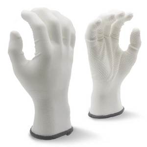 ENTE SAFETY Safety Equipment Customized Logo Knitted Wrist White Polyester Work Dotted Gloves Support OEM