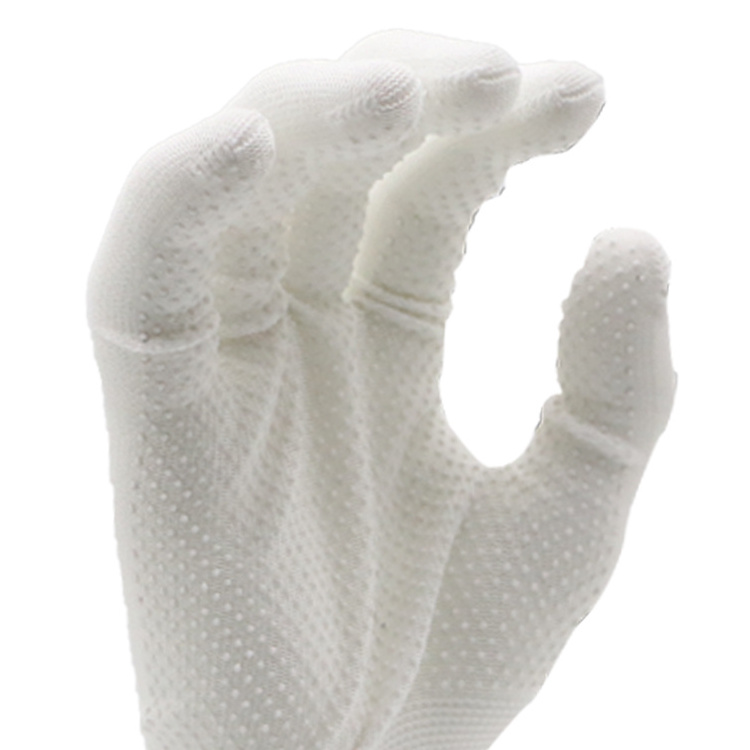 ENTE SAFETY Safety Equipment Customized Logo Knitted Wrist White Polyester Work Dotted Gloves Support OEM