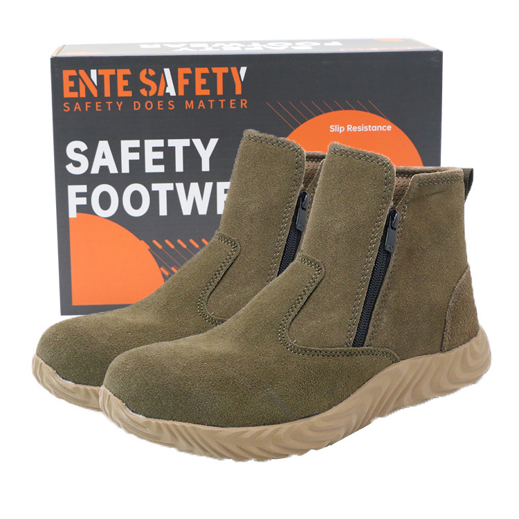 ENTE SAFETY Suede leather rubber outsole light weight safety boots work safety shoes for men