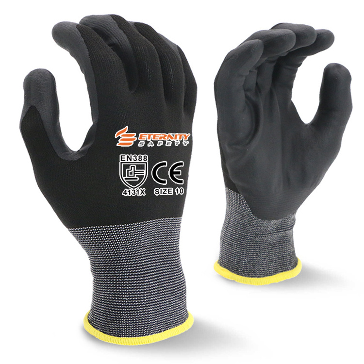 Hand protective oil resistant flexible safety work gloves with guanti nitrile coating from Eternity Safety