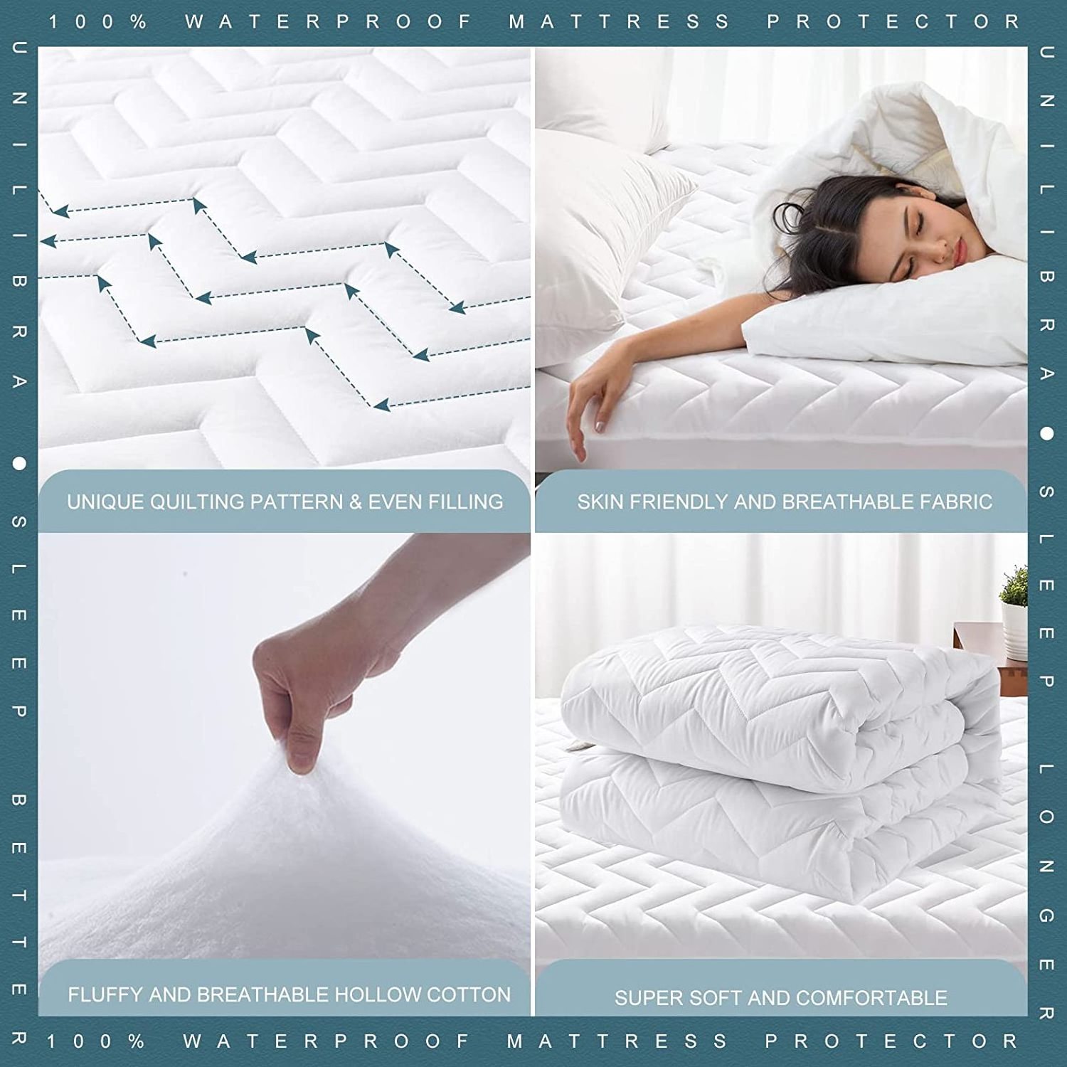 Soft and comfortable 100% polyester microfiber ultra-sonic waterproof mattress cover/protector