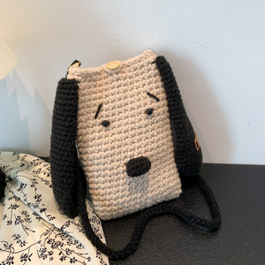 fashion wholesale bag handmade weave cute lamb crochet handbag Cute puppy crossbody bag coin purse for women girl