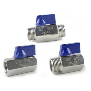 1/4" Stainless Steel 304 316 Female Male Threaded Mini Ball Valve  1/8" 1/2" 1"