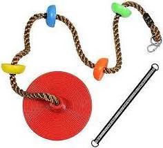 Climbing Rope with Platforms and Disc Swing Seat Set Playground Accessories Including Bonus Hanging Strap & Carabiner