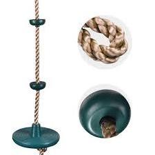 Climbing Rope with Platforms and Disc Swing Seat Set Playground Accessories Including Bonus Hanging Strap & Carabiner