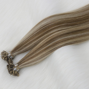 Fangcun Wholesale Russian virgin Double Drawn Hair ash blonde Flat Tip Hair Extensions