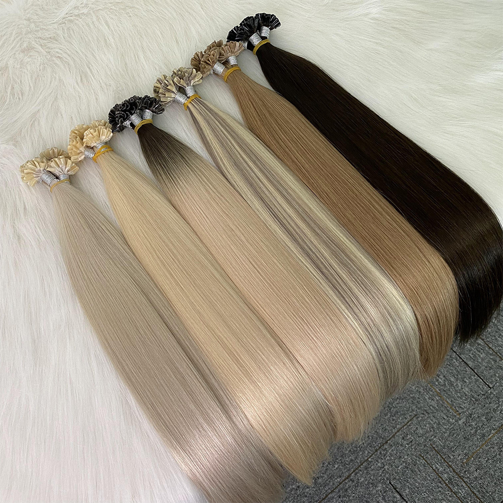 High quality factory wholesale remy double drawn remy keratin bond flat u i tip human hair extensions