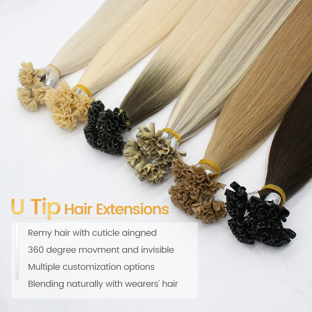 High quality factory wholesale remy double drawn remy keratin bond flat u i tip human hair extensions