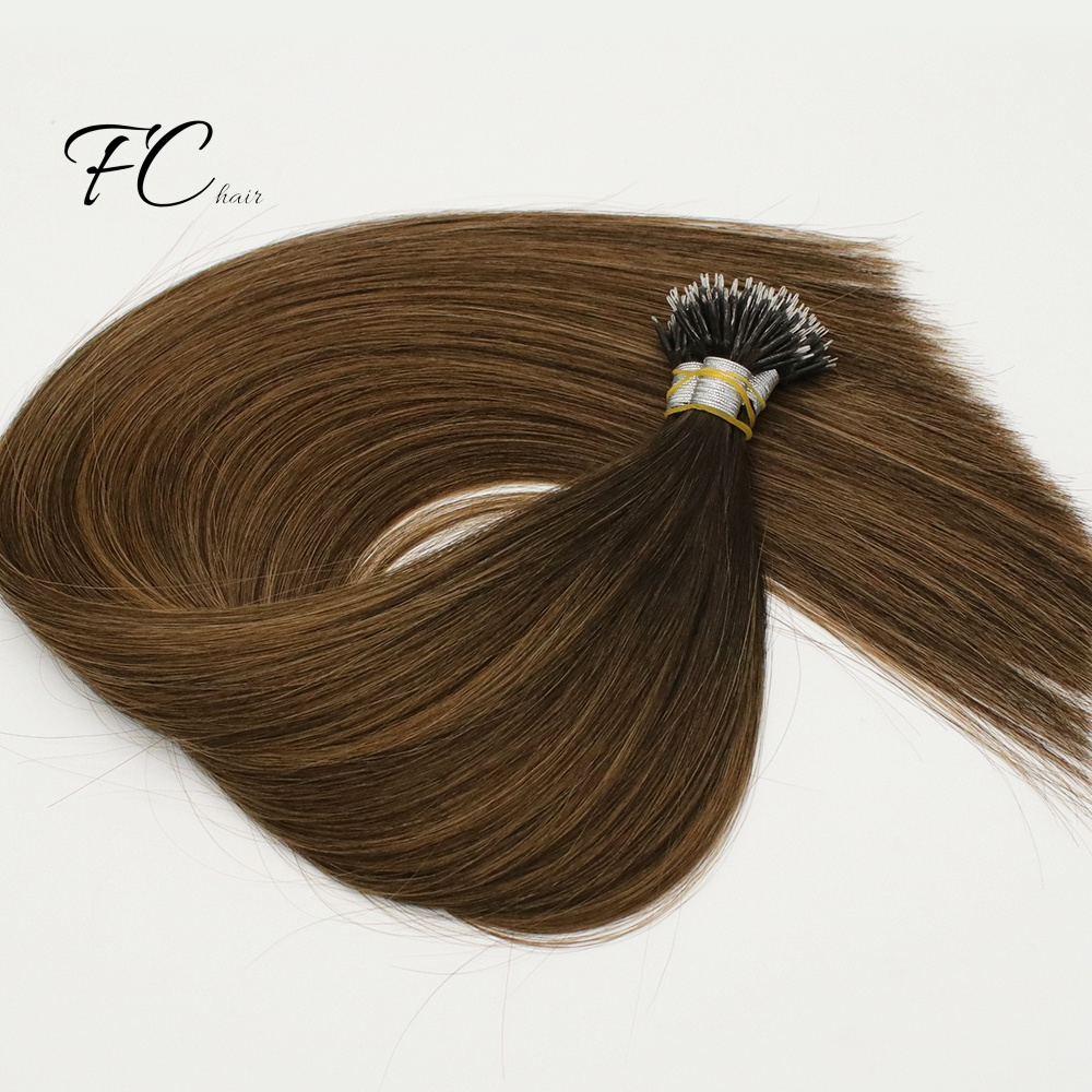 FangCun Wholesale 12A Remy Micro Link Beads Nano Ring Hair Extensions Double Drawn Russian Human Hair Extension Nano Ring Tips