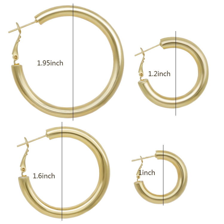 Simple stainless steel high quality large thick gold huggie hoop C shape earrings