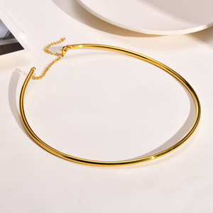 Tarnish free stainless steel 18k gold plated round shaped choker necklace for women