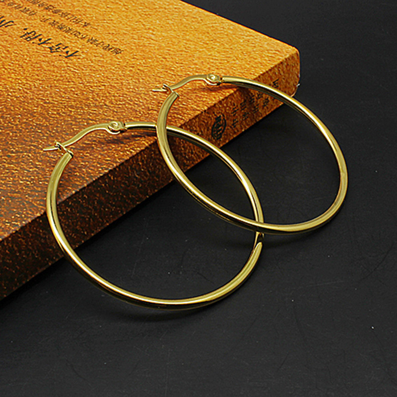 100% tarnish free stainless steel gold plated different sizes hoop earrings for women