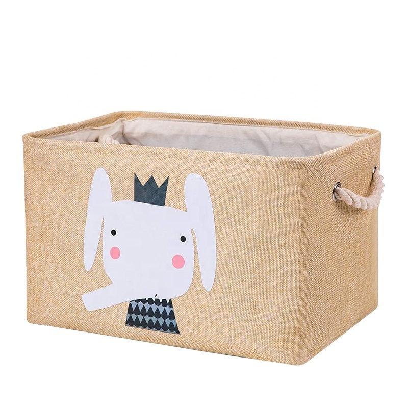 Colorful Cotton Rope Handle Foldable Storage Basket Functional PC Material for Children's Toys Clothes Linen Storage in Bedroom