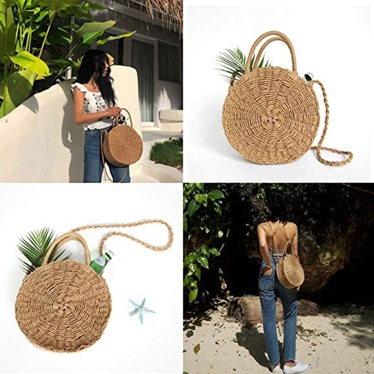 Summer beach embroidery moroccan straw tote bag straw bag straw beach bag for women