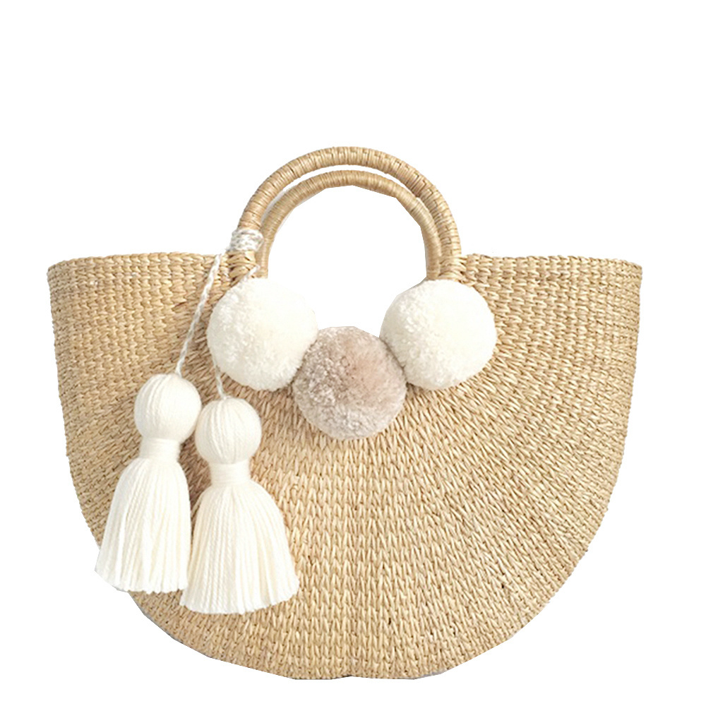 Wholesale women summer natural straw bag straw beach tote bag