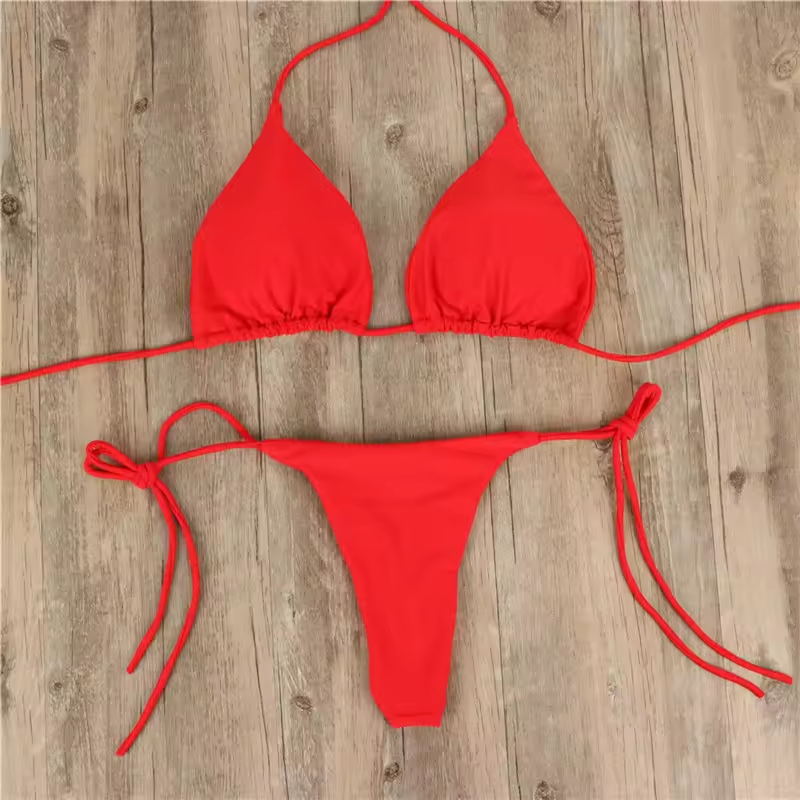 Two Piece Swimsuit for Women Brazilian Bottom Thong String Bikinis Top Bathing Suit Cheap Triangle Micro Bikini with Padded