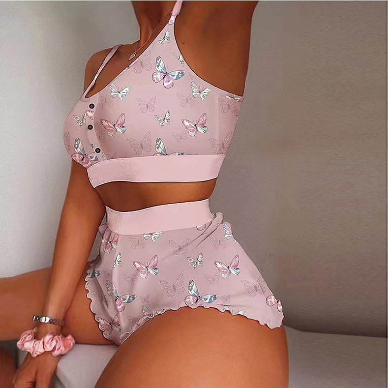 2 Piece Set Woman Short Pajama Lounge Wear Sexy Mature Women Sleepwear Underwear Cheap Women Lingerie Valentine's Day Pajamas