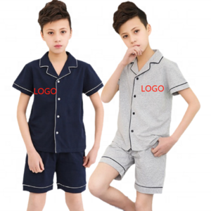 Custom Summer Kids Pyjama Unisex Kawaii Short Modal Bamboo Children's Sleepwear Wholesale 100% Cotton Organic Children Pajamas