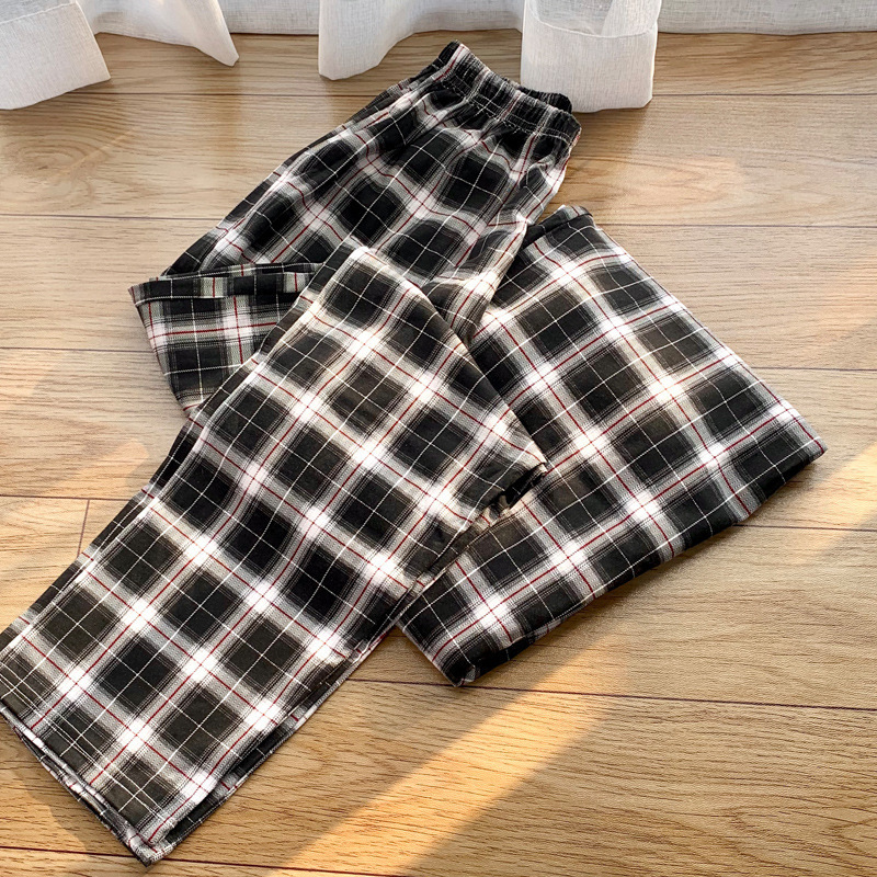 Factory Custom Summer Spring Printed Lounge Pant Loose Casual Cotton Plaid Flannel Pajama Pants for Men