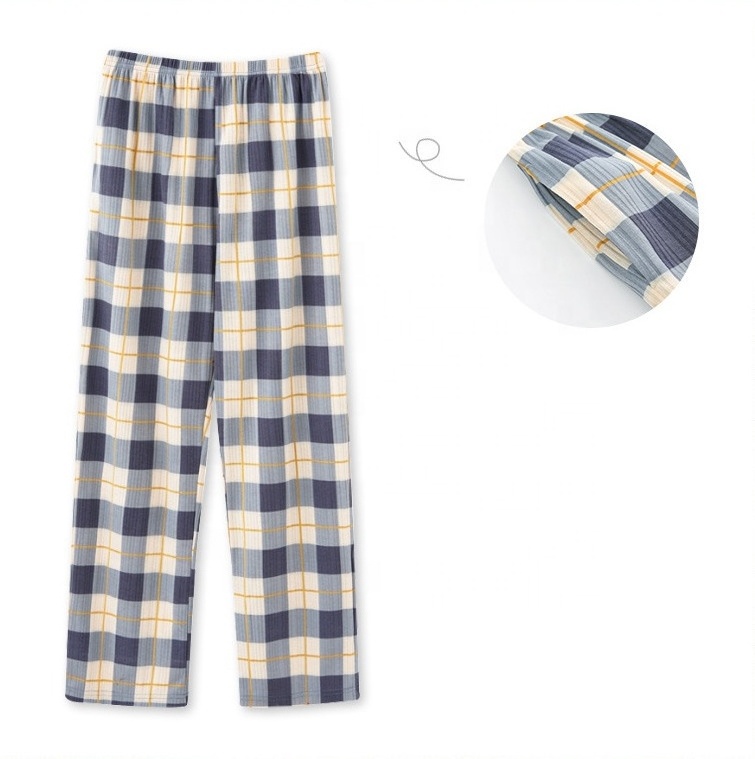 Factory Custom Summer Spring Printed Lounge Pant Loose Casual Cotton Plaid Flannel Pajama Pants for Men