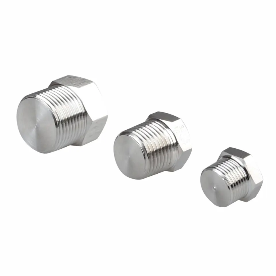 Stainless Steel Pipe Fittings 1/4 3/8 1/2 1 inch NPT BSPT Male Threaded Hex Head Pipe Plug