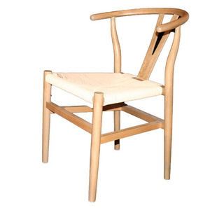 Wholesale Price Hans Wegner Solid Wooden Chair With Fabric Woven Rush Seat Direct Factory