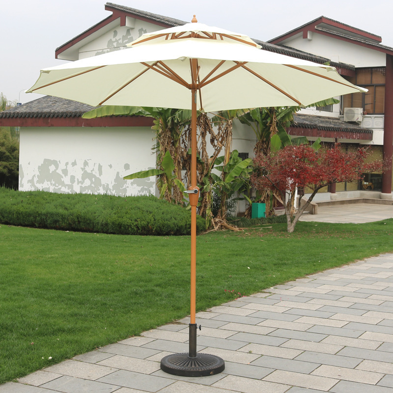 Wooden pole waterproof and UVproof custom print beach umbrella Outdoor yard umbrella wooden umbrella