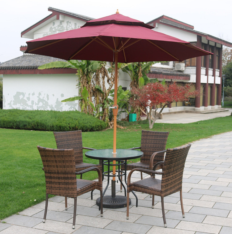 Wooden pole waterproof and UVproof custom print beach umbrella Outdoor yard umbrella wooden umbrella