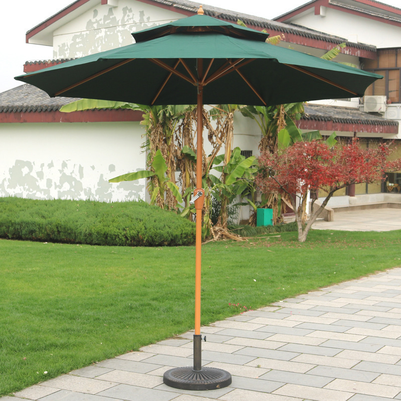 Wooden pole waterproof and UVproof custom print beach umbrella Outdoor yard umbrella wooden umbrella