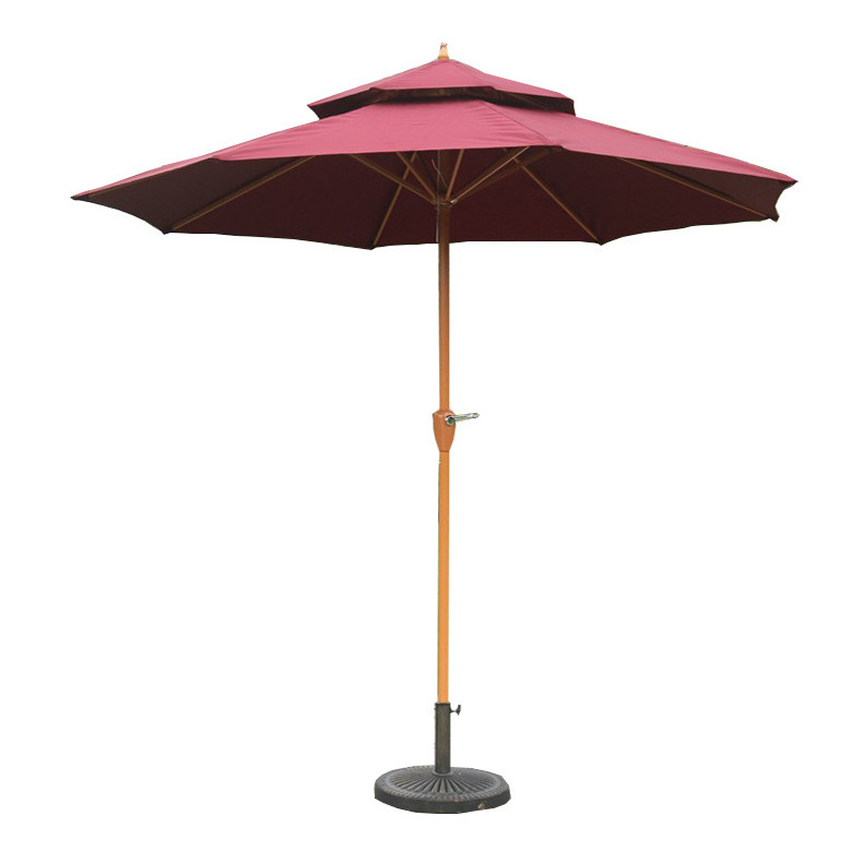 Wooden pole waterproof and UVproof custom print beach umbrella Outdoor yard umbrella wooden umbrella