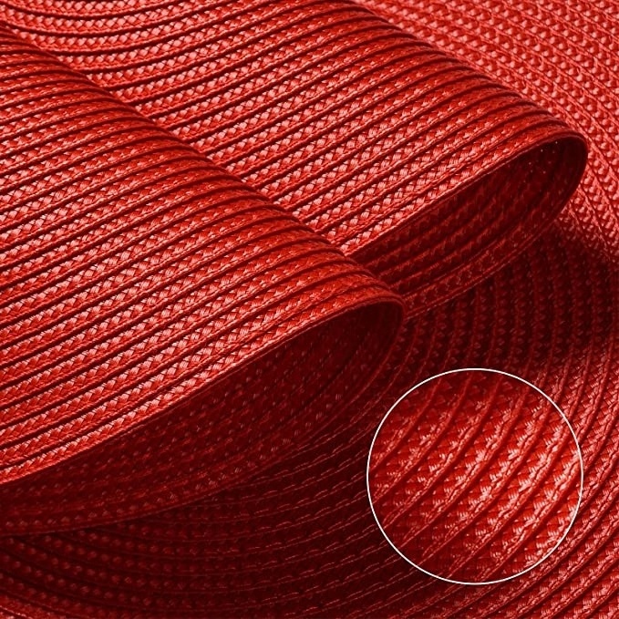 Woven Red Washable Non-Slip Place mats 15 inch Round PP Braided Set of 6 Table Mats for Dining Tables