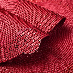 15 inch Round PP Braided Red shine Woven Washable Non-Slip Placemats Set of 6 Table Mats for Dining Tables