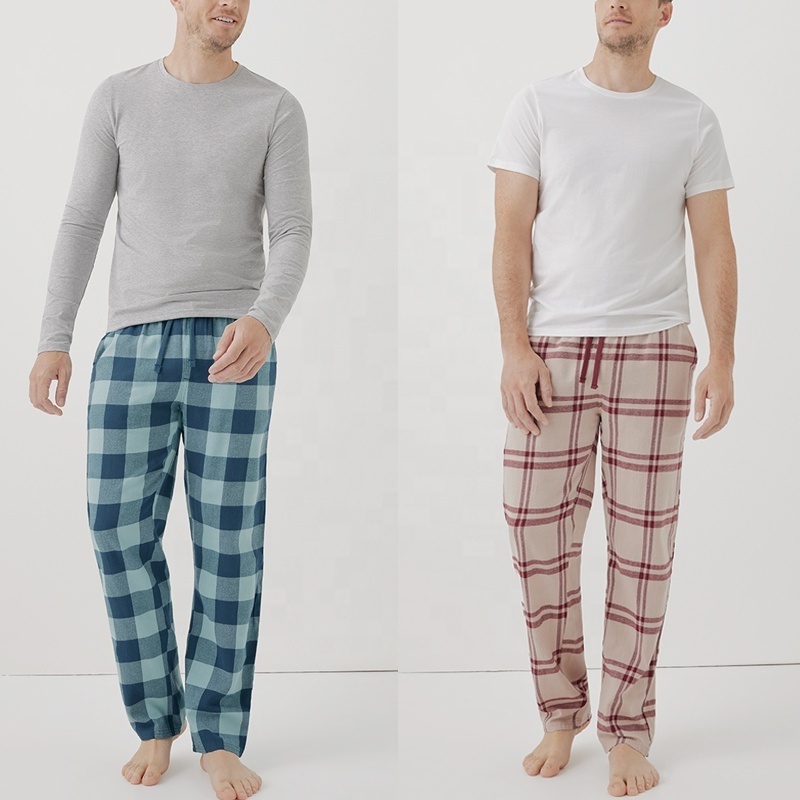 Custom-made men's 100% organic cotton pajamas  lounge wear mens sleepwear