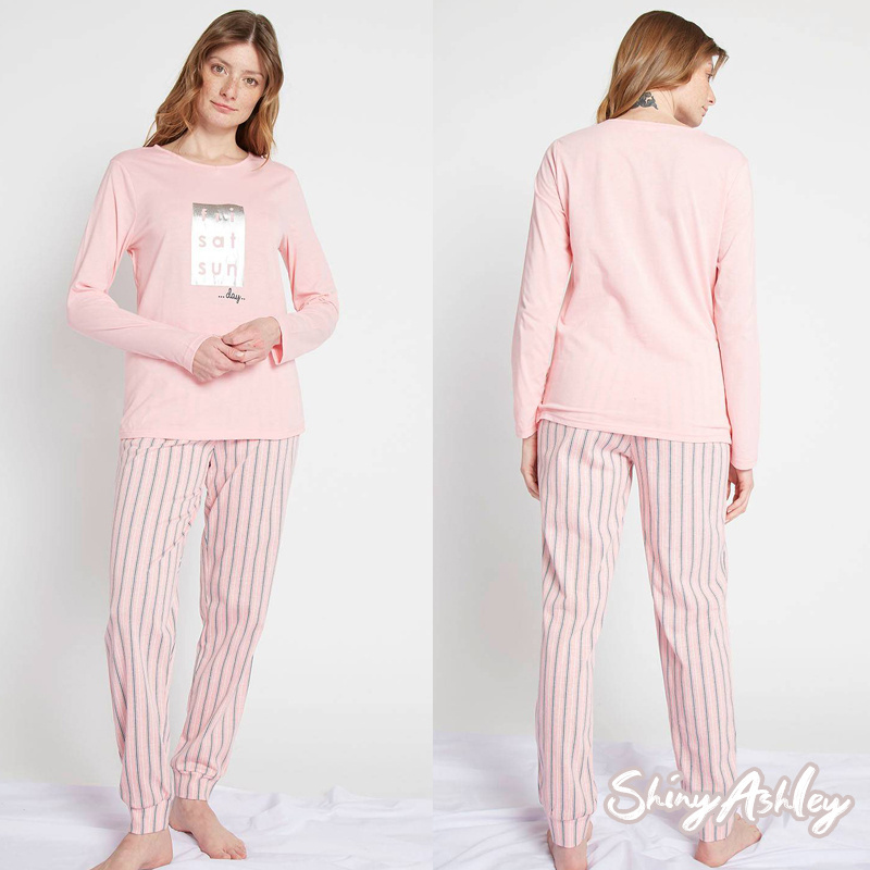 thermal pajama cotton polyester jersey Women's Full Length Sleepwear