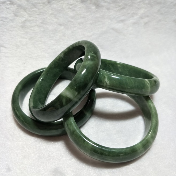 Wholesale Jade Bangle Natural Stone Dark Green Jade Bangles Gemstone Bracelet