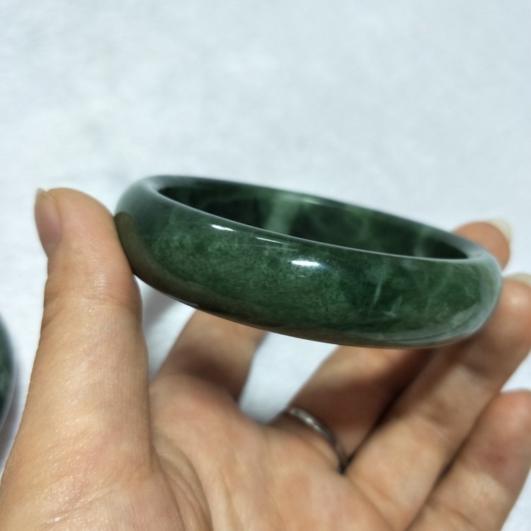 Wholesale Jade Bangle Natural Stone Dark Green Jade Bangles Gemstone Bracelet