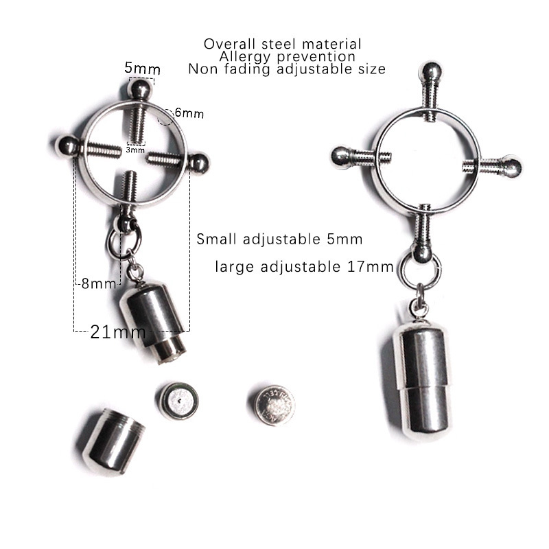 Gaby  Adjustable Stainless Steel Vibrating Nipple Ring  Breast Ring  With bells Non Pierced  For Women Body Piercing Jewelry