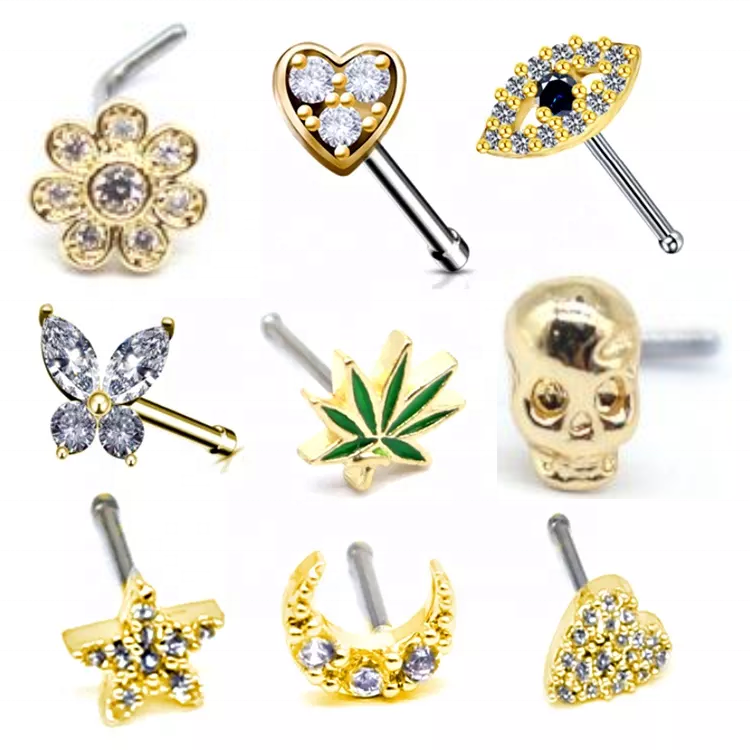 gaby new design 316L surgical steel medical grade  hearts piercing de nez rings dangle nose piercing jewelry