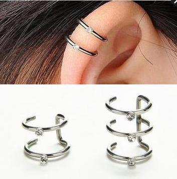 Gaby new fake earring Hoop stainless steel ear cuffs with stone non pierced ears Clip On Earrings  body jewelry