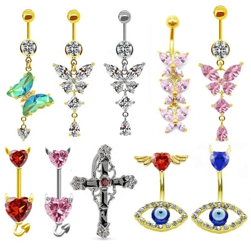 Gaby belly rings jewelry surgical steel butterfly stainless steel piercing shiny belly piercing belly button ring  body jewelry