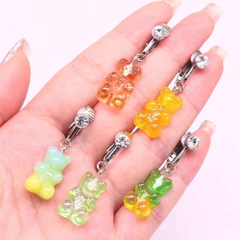 Gaby new sale candy color bear  non piercing  dangling belly ring new clip on belly ring wholesale piercing jewelry