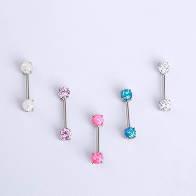 316L Stainless Steel CZ  nipple ring  nipple piercing faux opal nipple jewelry body jewelry