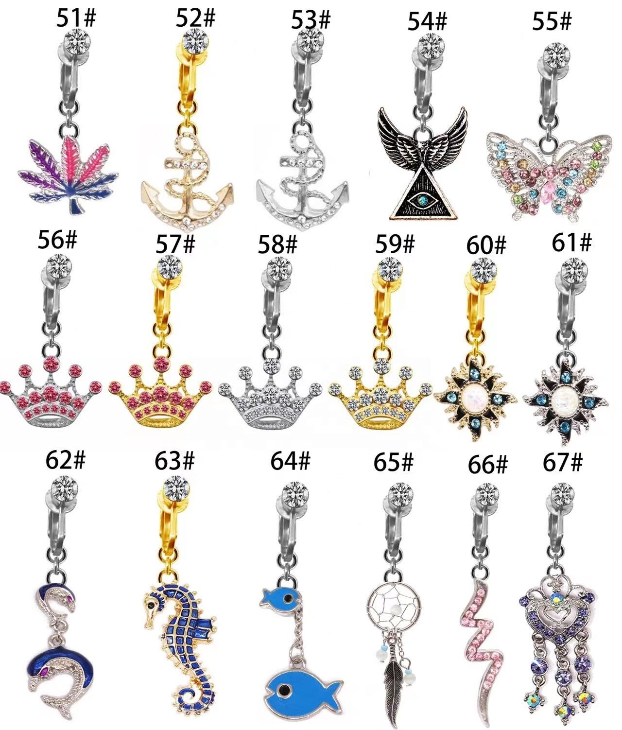 Gaby new design popular rabbit non piercing  dangling belly ring  new clip on belly ring wholesale piercing jewelry