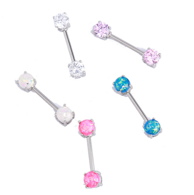 316L Stainless Steel CZ  nipple ring  nipple piercing faux opal nipple jewelry body jewelry