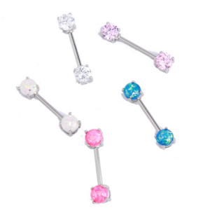 316L Stainless Steel CZ  nipple ring  nipple piercing faux opal nipple jewelry body jewelry