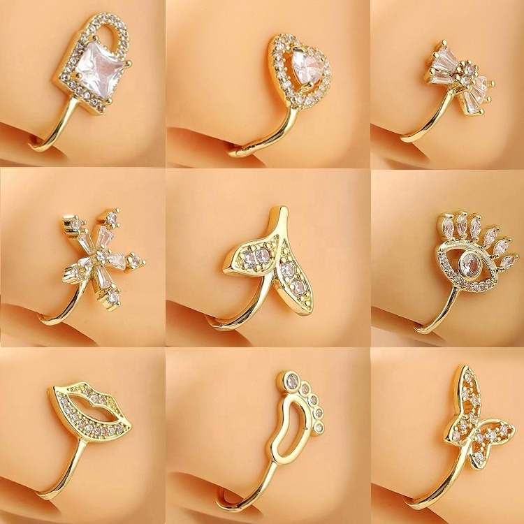 Gaby new nose cuffs more SKU butterfly heart faux nose ring Non Piercing clip on nose rings wholesale Body Jewelry