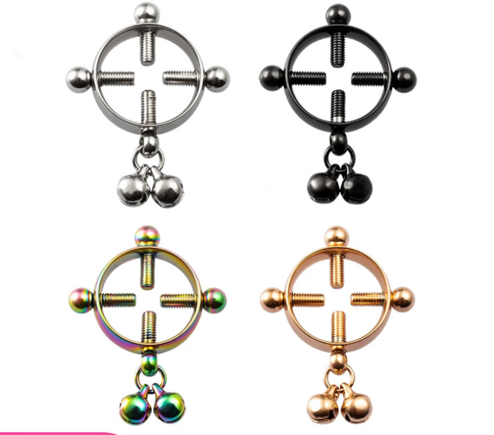 Gaby  Adjustable Stainless Steel Vibrating Nipple Ring  Breast Ring  With bells Non Pierced  For Women Body Piercing Jewelry